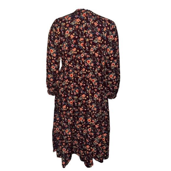 Old Navy Burgundy Floral Printed Tiered Midi Swing Dress Extra Large NWOT - Picture 6 of 11